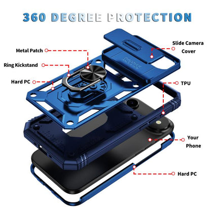 For iPhone Air Sliding Camshield TPU + PC Phone Case with Holder(Navy Blue) - iPhone Air Cases by buy2fix | Online Shopping UK | buy2fix