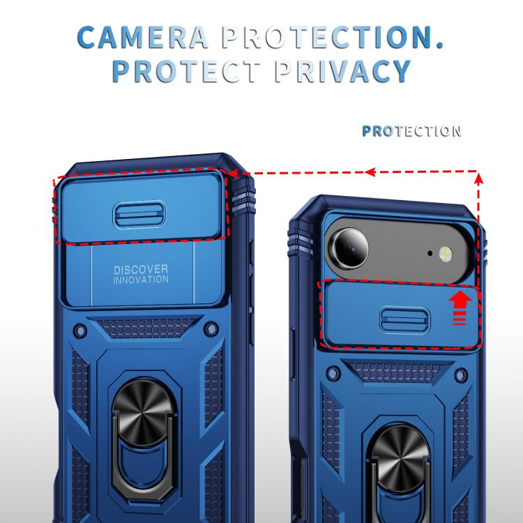 For iPhone Air Sliding Camshield TPU + PC Phone Case with Holder(Navy Blue) - iPhone Air Cases by buy2fix | Online Shopping UK | buy2fix