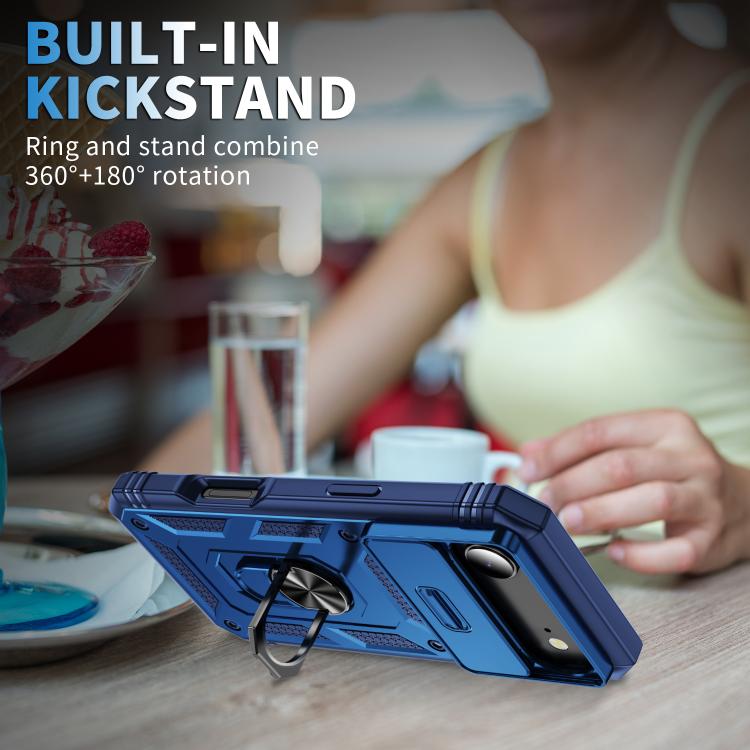 For iPhone Air Sliding Camshield TPU + PC Phone Case with Holder(Navy Blue) - iPhone Air Cases by buy2fix | Online Shopping UK | buy2fix