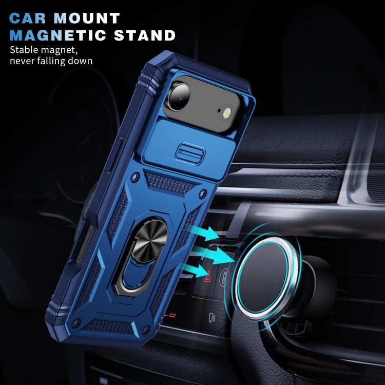 For iPhone Air Sliding Camshield TPU + PC Phone Case with Holder(Navy Blue) - iPhone Air Cases by buy2fix | Online Shopping UK | buy2fix