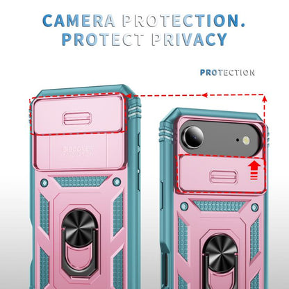 For iPhone Air Sliding Camshield TPU + PC Phone Case with Holder(Pink+Green) - iPhone Air Cases by buy2fix | Online Shopping UK | buy2fix