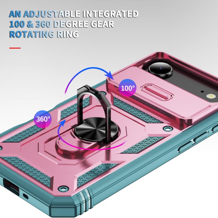 For iPhone Air Sliding Camshield TPU + PC Phone Case with Holder(Pink+Green) - iPhone Air Cases by buy2fix | Online Shopping UK | buy2fix