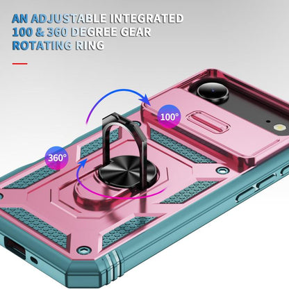 For iPhone Air Sliding Camshield TPU + PC Phone Case with Holder(Pink+Green) - iPhone Air Cases by buy2fix | Online Shopping UK | buy2fix