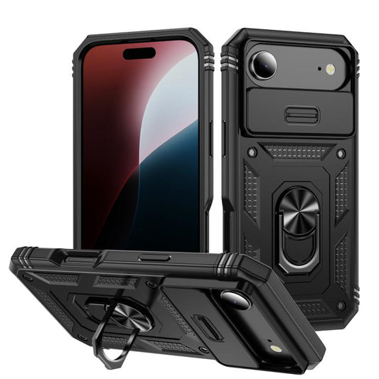 For iPhone Air Sliding Camshield TPU + PC Phone Case with Holder(Black) - iPhone Air Cases by buy2fix | Online Shopping UK | buy2fix