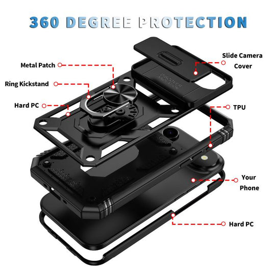 For iPhone Air Sliding Camshield TPU + PC Phone Case with Holder(Black) - iPhone Air Cases by buy2fix | Online Shopping UK | buy2fix