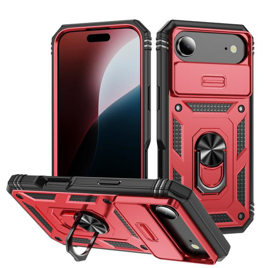 For iPhone Air Sliding Camshield TPU + PC Phone Case with Holder(Red+Black) - iPhone Air Cases by buy2fix | Online Shopping UK | buy2fix