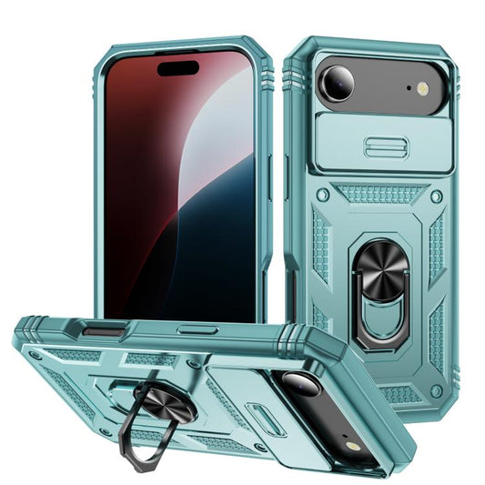 For iPhone Air Sliding Camshield TPU + PC Phone Case with Holder(Green) - iPhone Air Cases by buy2fix | Online Shopping UK | buy2fix