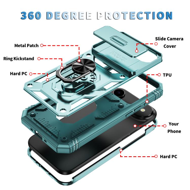 For iPhone Air Sliding Camshield TPU + PC Phone Case with Holder(Green) - iPhone Air Cases by buy2fix | Online Shopping UK | buy2fix