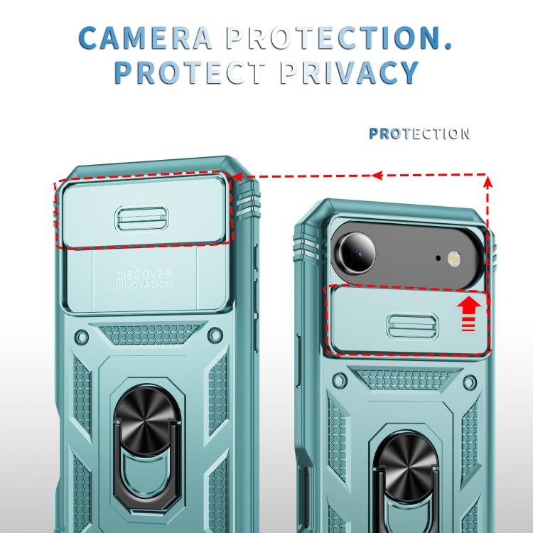 For iPhone Air Sliding Camshield TPU + PC Phone Case with Holder(Green) - iPhone Air Cases by buy2fix | Online Shopping UK | buy2fix