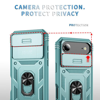 For iPhone Air Sliding Camshield TPU + PC Phone Case with Holder(Green) - iPhone Air Cases by buy2fix | Online Shopping UK | buy2fix