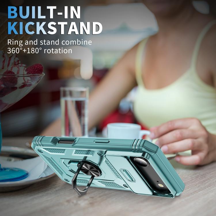 For iPhone Air Sliding Camshield TPU + PC Phone Case with Holder(Green) - iPhone Air Cases by buy2fix | Online Shopping UK | buy2fix