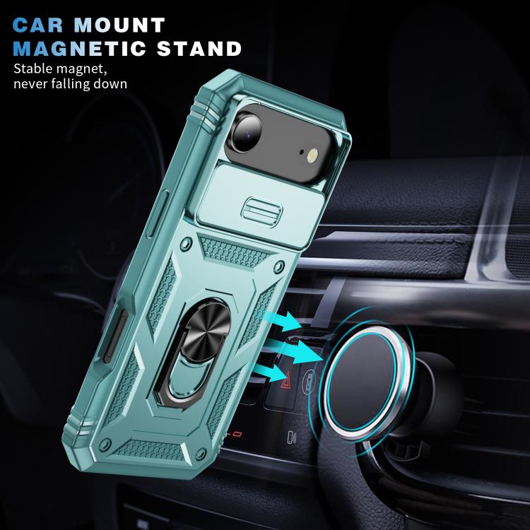 For iPhone Air Sliding Camshield TPU + PC Phone Case with Holder(Green) - iPhone Air Cases by buy2fix | Online Shopping UK | buy2fix