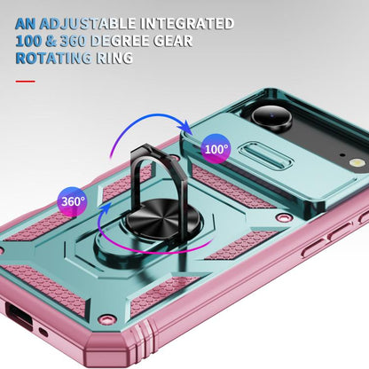 For iPhone Air Sliding Camshield TPU + PC Phone Case with Holder(Green+Pink) - iPhone Air Cases by buy2fix | Online Shopping UK | buy2fix