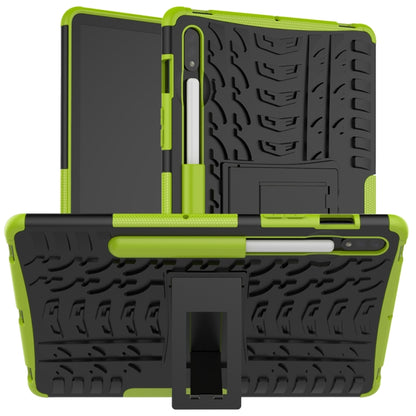 For Samsung Galaxy Tab S8 / Galaxy Tab S7 T870 / T875 Tire Texture Shockproof TPU+PC Protective Case with Holder(Green) by buy2fix