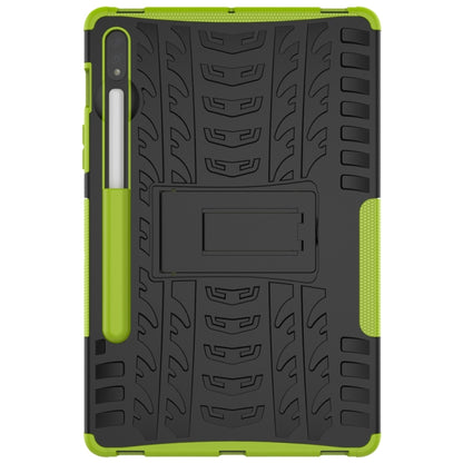 For Samsung Galaxy Tab S8 / Galaxy Tab S7 T870 / T875 Tire Texture Shockproof TPU+PC Protective Case with Holder(Green) by buy2fix