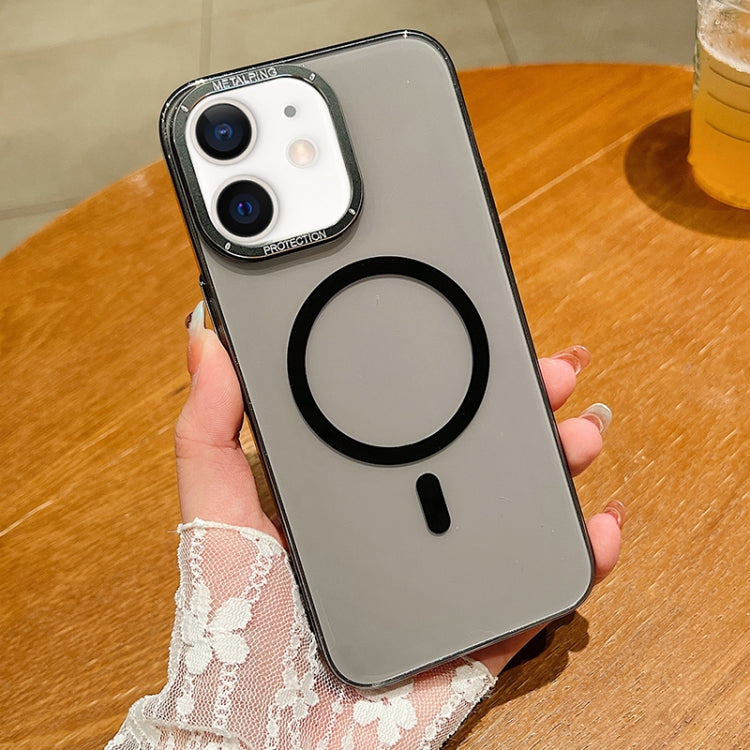 For iPhone 11 Golden Shield HD Transparent MagSafe PC Phone Case(Black) by buy2fix