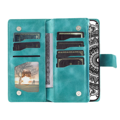 For Google Pixel 9 Pro XL Multi-Card Totem Zipper Leather Phone Case(Green) by buy2fix