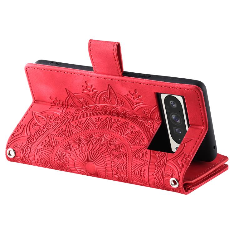 For Google Pixel 10 Pro XL Multi-Card Totem Zipper Leather Phone Case(Red) - Google Cases by buy2fix | Online Shopping UK | buy2fix