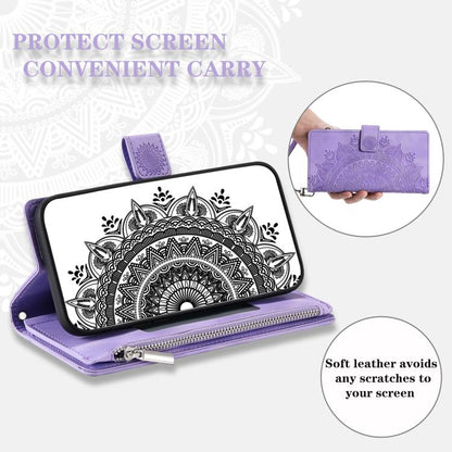 For Google Pixel 10 Pro XL Multi-Card Totem Zipper Leather Phone Case(Purple) - Google Cases by buy2fix | Online Shopping UK | buy2fix