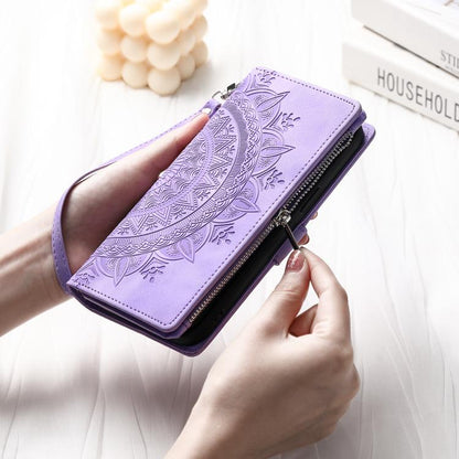 For Google Pixel 10 Pro XL Multi-Card Totem Zipper Leather Phone Case(Purple) - Google Cases by buy2fix | Online Shopping UK | buy2fix