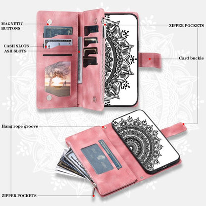 For Google Pixel 10 Pro XL Multi-Card Totem Zipper Leather Phone Case(Pink) - Google Cases by buy2fix | Online Shopping UK | buy2fix