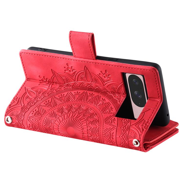 For Google Pixel 10 Multi-Card Totem Zipper Leather Phone Case(Red) - Google Cases by buy2fix | Online Shopping UK | buy2fix