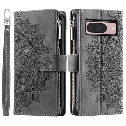 For Google Pixel 10 Multi-Card Totem Zipper Leather Phone Case(Grey) - Google Cases by buy2fix | Online Shopping UK | buy2fix