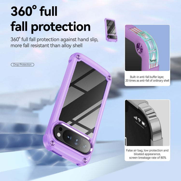 For Google Pixel 9 / 9 Pro TPU + PC Lens Protection Phone Case(Purple) by buy2fix