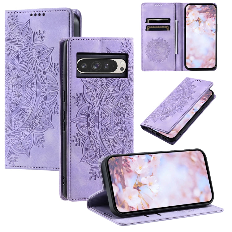 For Google Pixel 9 Pro XL Totem Embossed Magnetic Leather Phone Case(Purple) by buy2fix