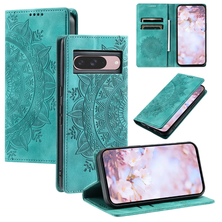 For Google Pixel 9 / 9 Pro Totem Embossed Magnetic Leather Phone Case(Green) by buy2fix