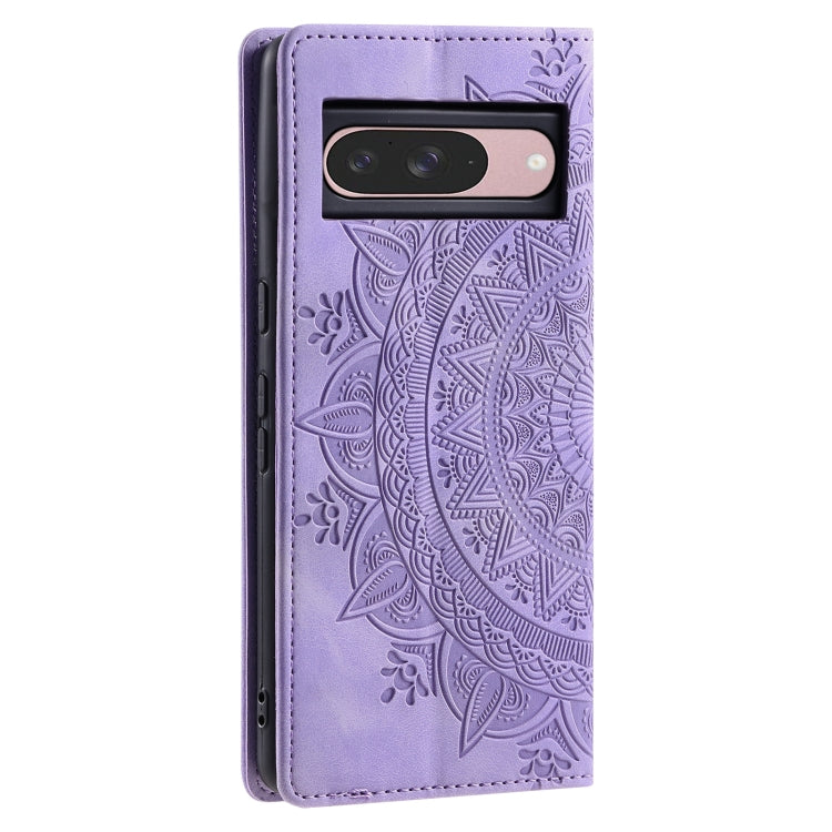For Google Pixel 9 / 9 Pro Totem Embossed Magnetic Leather Phone Case(Purple) by buy2fix