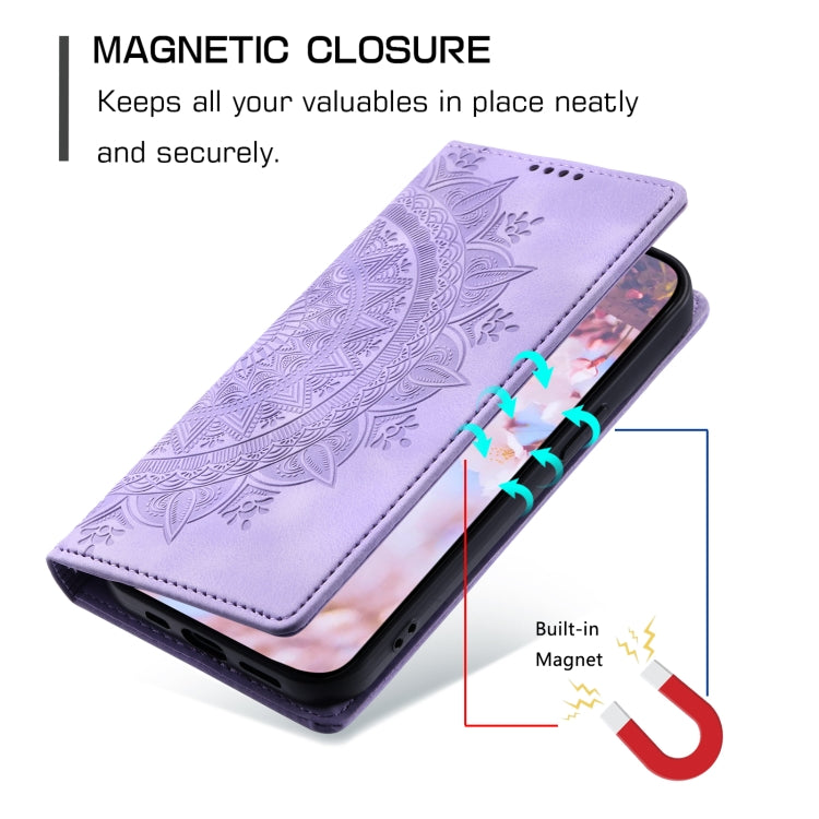 For Google Pixel 9 / 9 Pro Totem Embossed Magnetic Leather Phone Case(Purple) by buy2fix