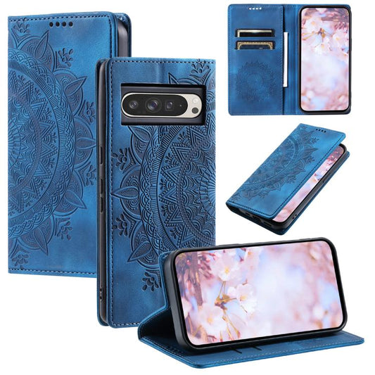 For Google Pixel 10 Pro XL Totem Embossed Magnetic Leather Phone Case(Blue) - Google Cases by buy2fix | Online Shopping UK | buy2fix