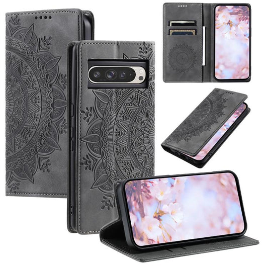 For Google Pixel 10 Pro XL Totem Embossed Magnetic Leather Phone Case(Grey) - Google Cases by buy2fix | Online Shopping UK | buy2fix