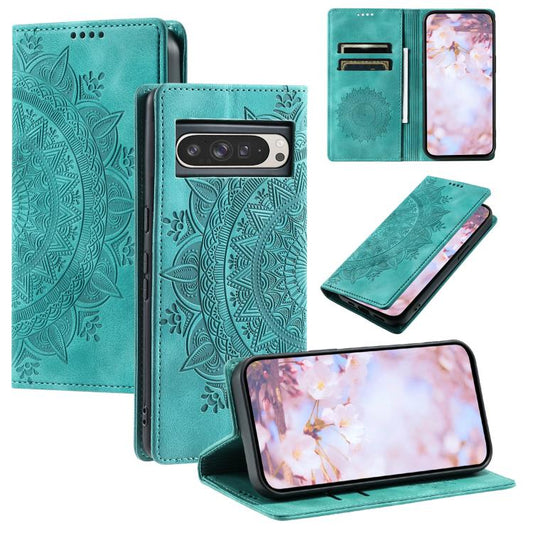 For Google Pixel 10 Pro XL Totem Embossed Magnetic Leather Phone Case(Green) - Google Cases by buy2fix | Online Shopping UK | buy2fix