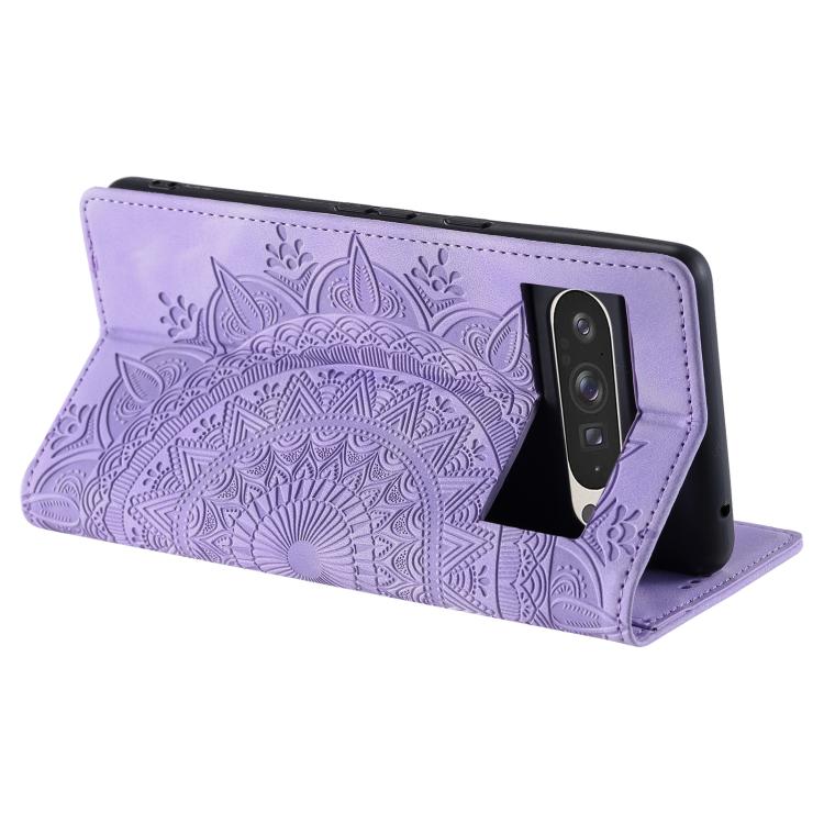 For Google Pixel 10 Pro XL Totem Embossed Magnetic Leather Phone Case(Purple) - Google Cases by buy2fix | Online Shopping UK | buy2fix