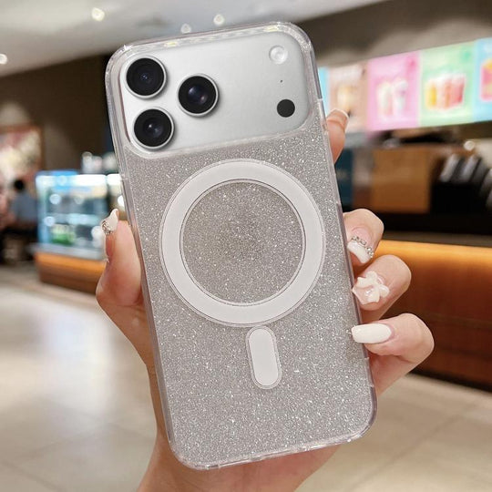 For iPhone 18 Pro Max / 17 Pro Max Acrylic Transparent Glitter MagSafe Phone Case(Silver)