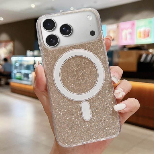 For iPhone 18 Pro Max / 17 Pro Max Acrylic Transparent Glitter MagSafe Phone Case(Gold)