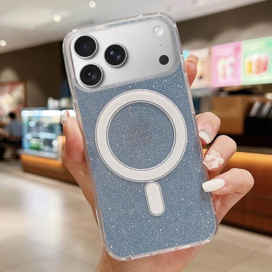 For iPhone 18 Pro Max / 17 Pro Max Acrylic Transparent Glitter MagSafe Phone Case(Blue)
