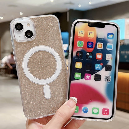 For iPhone XS Max Acrylic Transparent Glitter MagSafe Phone Case(Gold) by buy2fix