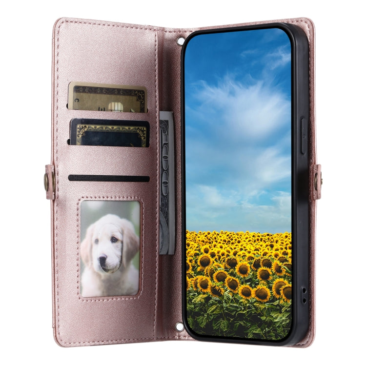 For Google Pixel 9 Pro XL Wallet Multi-card Slot Leather Phone Case with Lanyard(Rose Gold) by buy2fix