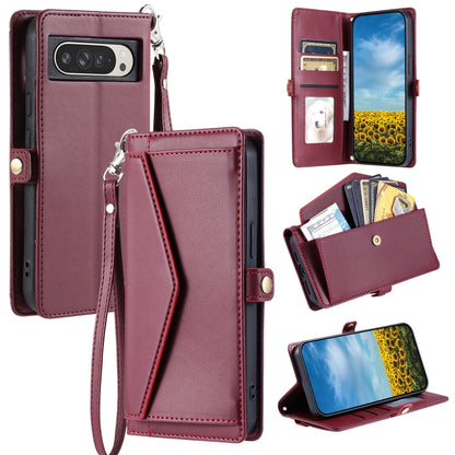 For Google Pixel 9 Pro XL Wallet Multi-card Slot Leather Phone Case with Lanyard(Wine Red) by buy2fix