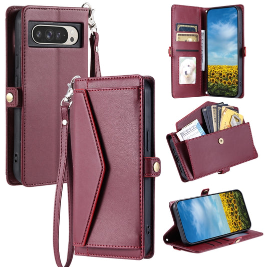 For Google Pixel 9 Pro XL Wallet Multi-card Slot Leather Phone Case with Lanyard(Wine Red) by buy2fix
