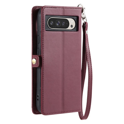 For Google Pixel 9 Pro XL Wallet Multi-card Slot Leather Phone Case with Lanyard(Wine Red) by buy2fix