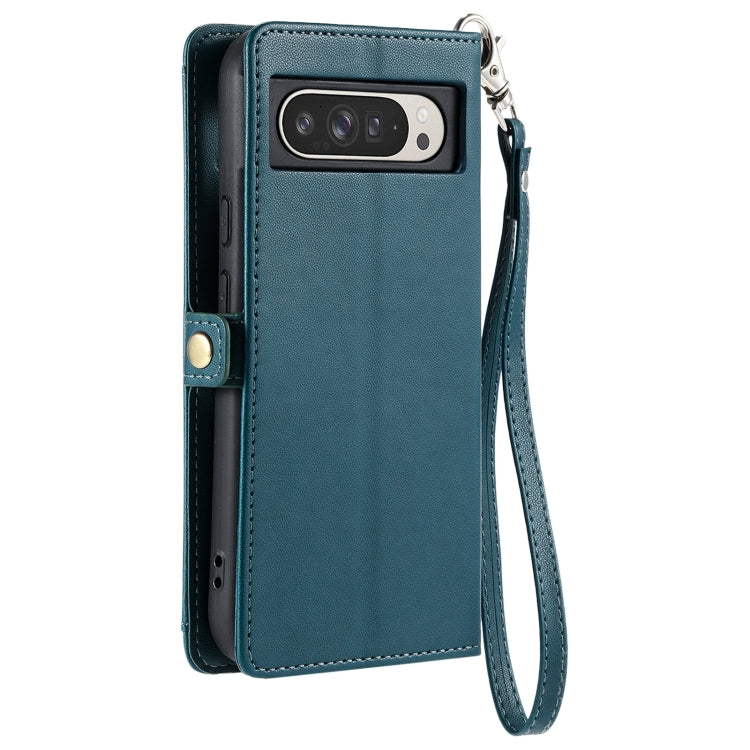 For Google Pixel 9 Pro XL Wallet Multi-card Slot Leather Phone Case with Lanyard(Green) by buy2fix