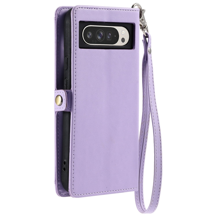 For Google Pixel 9 Pro XL Wallet Multi-card Slot Leather Phone Case with Lanyard(Purple) by buy2fix