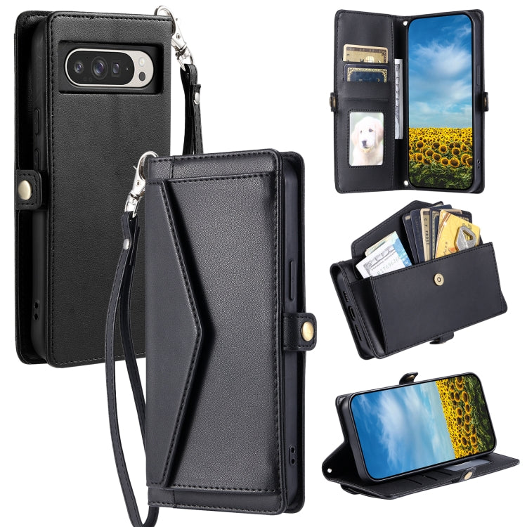 For Google Pixel 9 Pro XL Wallet Multi-card Slot Leather Phone Case with Lanyard(Black) by buy2fix