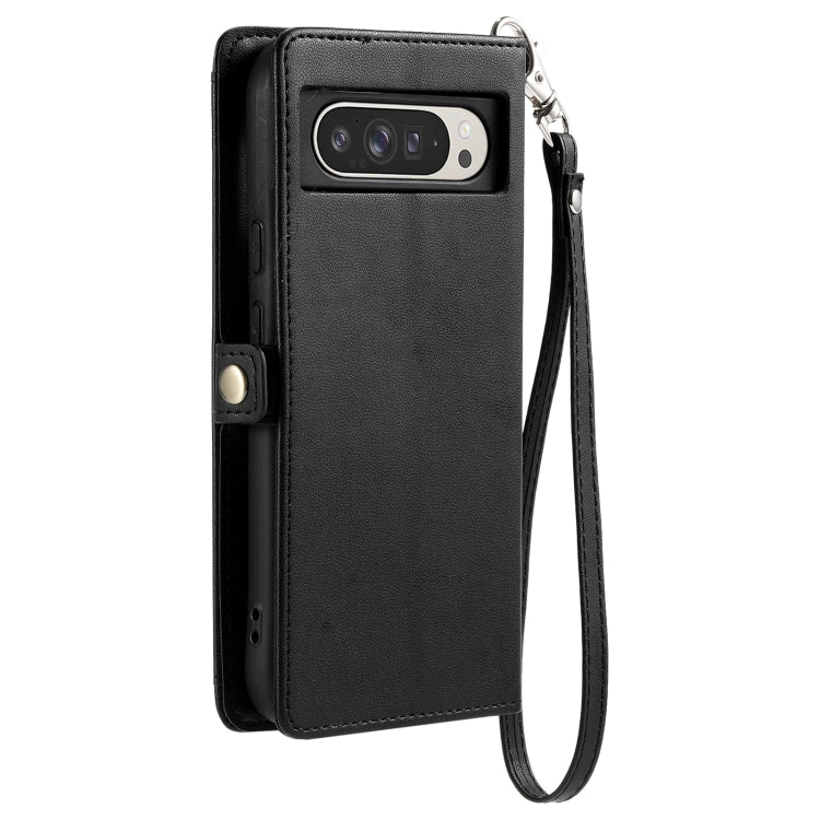 For Google Pixel 9 Pro XL Wallet Multi-card Slot Leather Phone Case with Lanyard(Black) by buy2fix