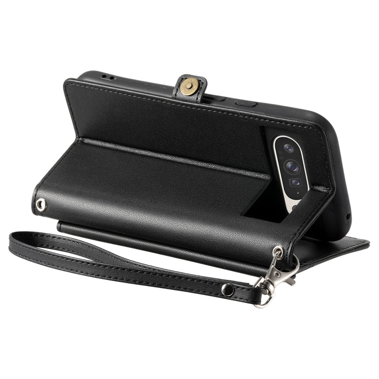 For Google Pixel 9 Pro XL Wallet Multi-card Slot Leather Phone Case with Lanyard(Black) by buy2fix