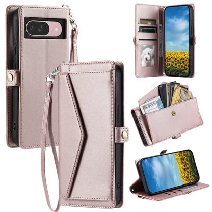 For Google Pixel 9 / 9 Pro Wallet Multi-card Slot Leather Phone Case with Lanyard(Rose Gold) by buy2fix